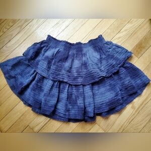 Aerie Rock 'n' Ruffle Mini Skirt • Smocked Navy Tie-dye Wash • Size Medium